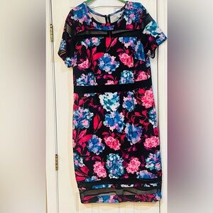 Floral Dress with Sheer Accents